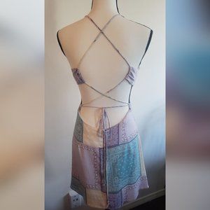 Silk Spaghetti Strap Backless Dress